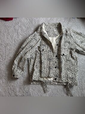 Polka Dot Utility Jacket in Black & Cream